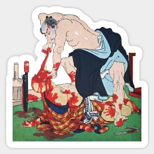 Pissed Off Samurai, Vintage Japanese Woodblock Sticker